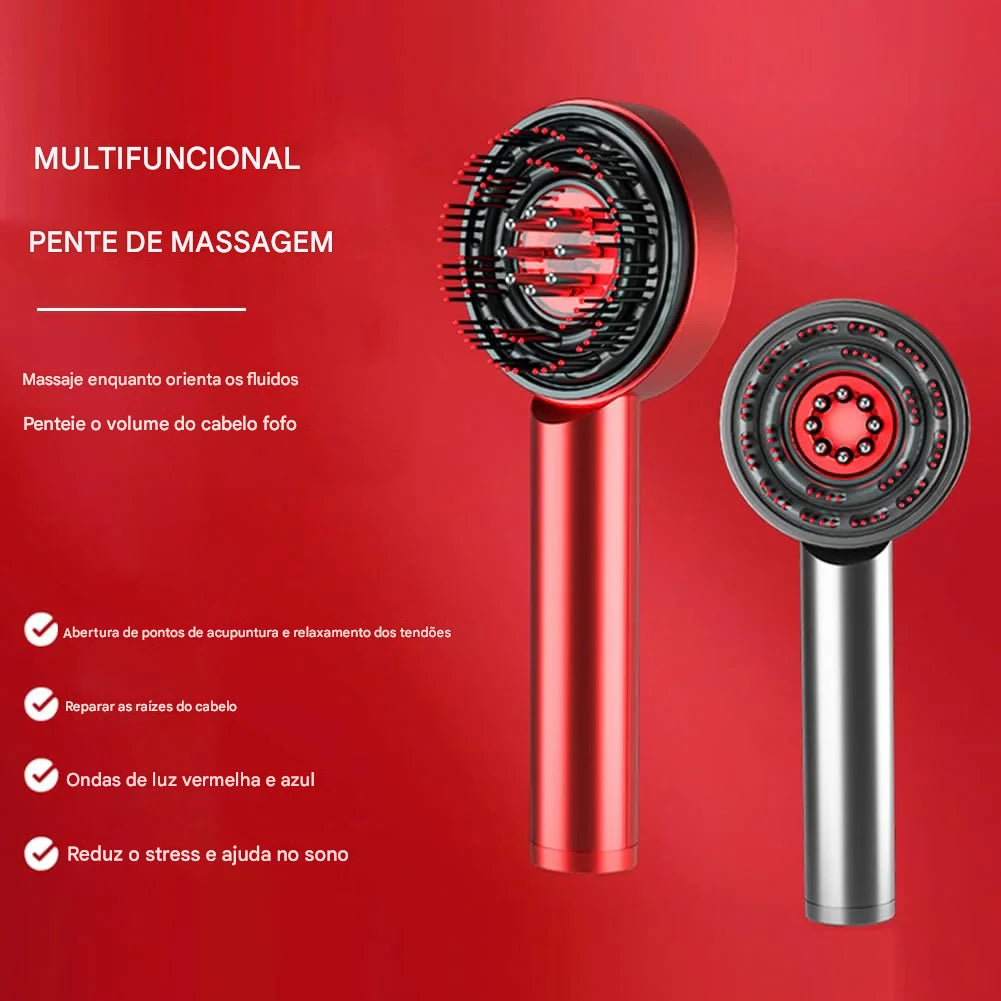 Escova e massageadora de cabeça para relaxamento do couro cabeludo e crescimento capilar, portátil a laser, terapia de luz.
