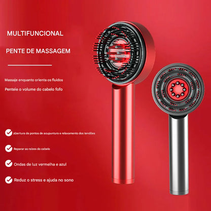 Escova e massageadora de cabeça para relaxamento do couro cabeludo e crescimento capilar, portátil a laser, terapia de luz.