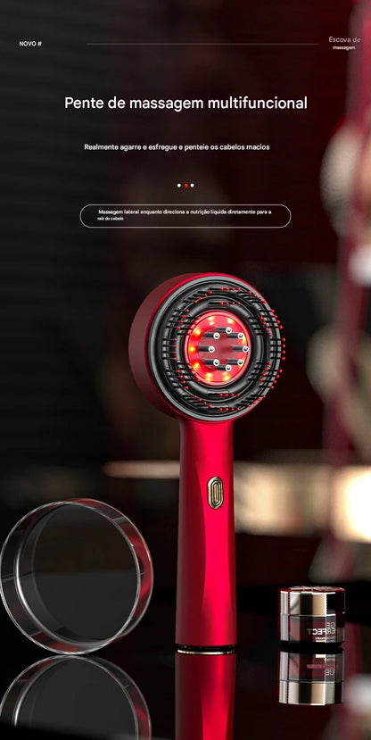 Escova e massageadora de cabeça para relaxamento do couro cabeludo e crescimento capilar, portátil a laser, terapia de luz.