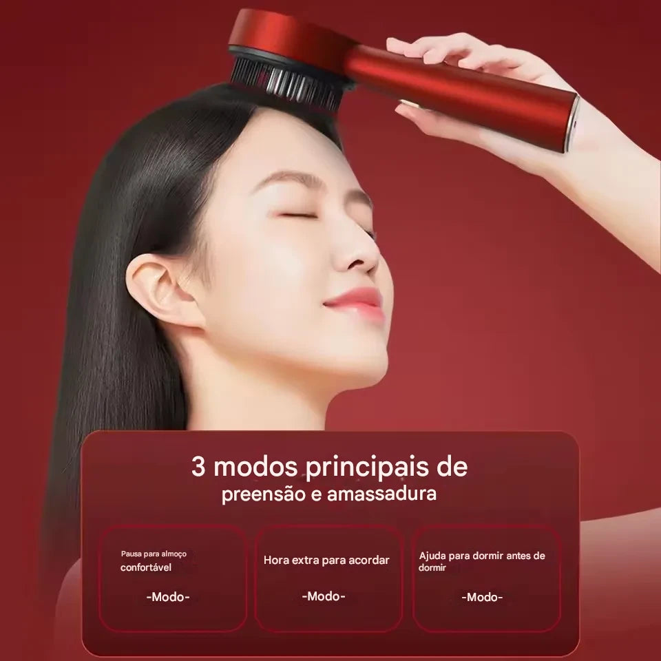 Escova e massageadora de cabeça para relaxamento do couro cabeludo e crescimento capilar, portátil a laser, terapia de luz.