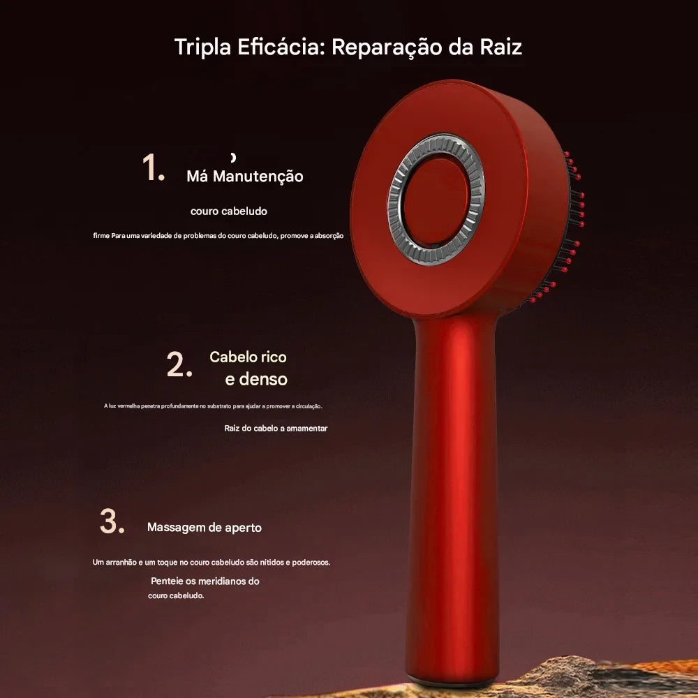 Escova e massageadora de cabeça para relaxamento do couro cabeludo e crescimento capilar, portátil a laser, terapia de luz.