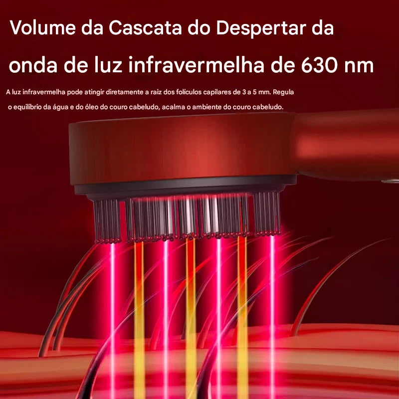 Escova e massageadora de cabeça para relaxamento do couro cabeludo e crescimento capilar, portátil a laser, terapia de luz.