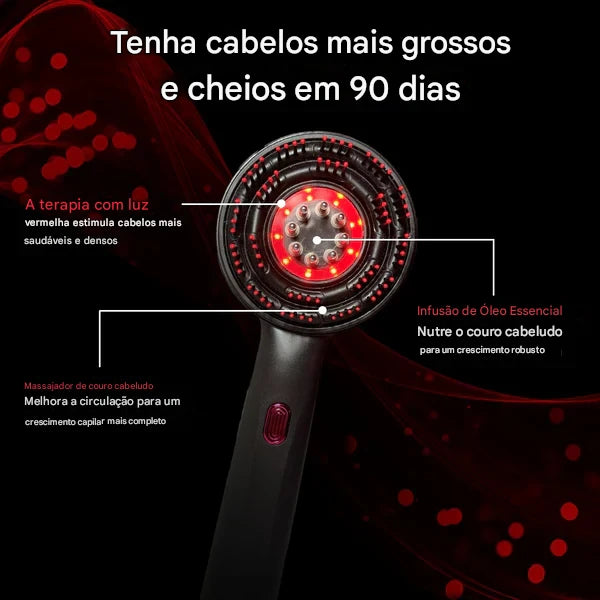 Escova e massageadora de cabeça para relaxamento do couro cabeludo e crescimento capilar, portátil a laser, terapia de luz.