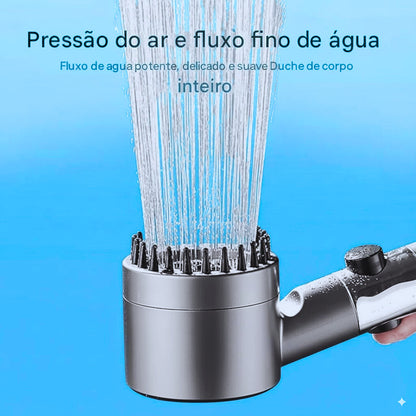 Cabeça de Chuveiro de Alta Pressão com Dentes de Silicone para uma Lavagem Completa da Cabeça aos Pés.