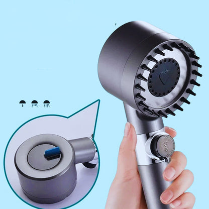 Cabeça de Chuveiro de Alta Pressão com Dentes de Silicone para uma Lavagem Completa da Cabeça aos Pés.